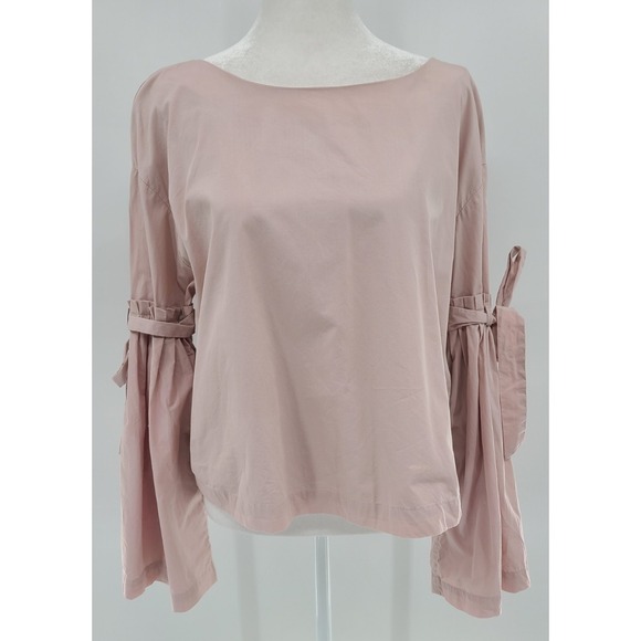 Free People Fairy Boho Women Top Medium Bell Sleeve Pink So Obviously Yours Bows - Picture 2 of 13